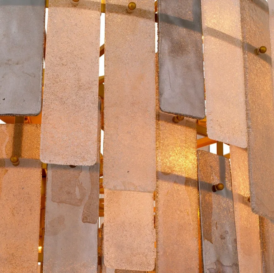 Casa Padrino Luxus Kronleuchter Grau / Antik Messing Ø 114 x H. 141 cm - Runder Glas Kronleuchter - Wohnzimmer Kronleuchter - Hotel Kronleuchter - Luxus Möbel - Luxus Interior