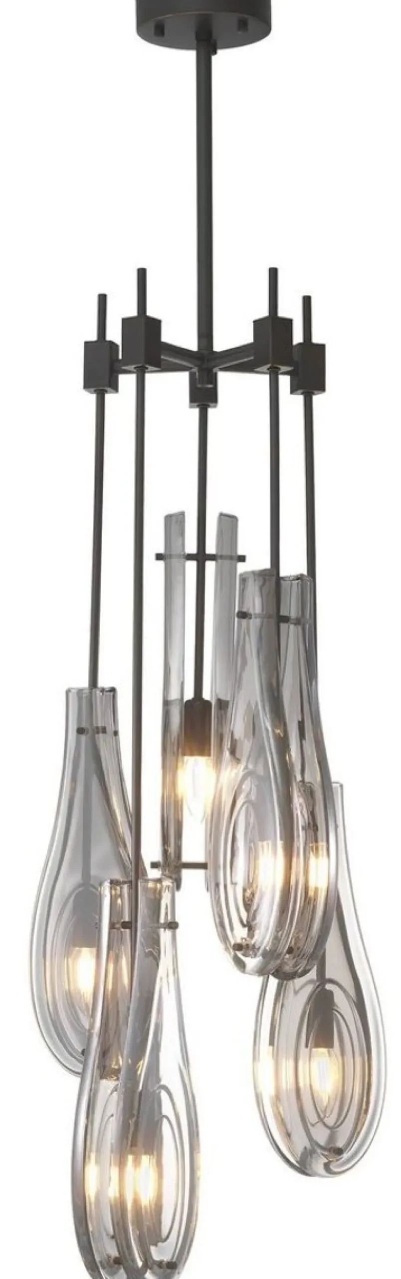 Casa Padrino Luxus Kronleuchter Bronzefarben / Grau Ø 37 x H. 95,5 cm - Moderner Metall Kronleuchter mit Glas Lampenschirmen - Luxus Qualität