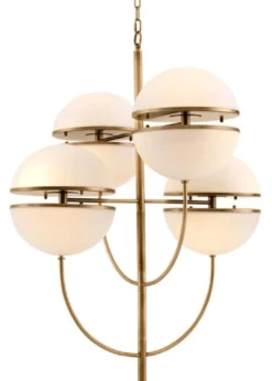 Casa Padrino Luxus Kronleuchter Antik Messing / Weiß Ø 81 x H. 107 cm - Luxus Qualität