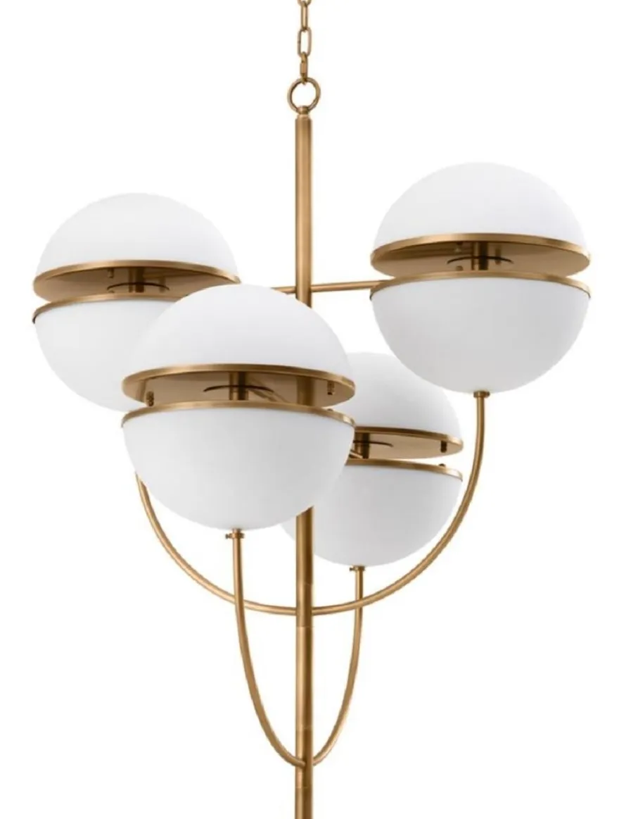 Casa Padrino Luxus Kronleuchter Antik Messing / Weiß Ø 81 x H. 107 cm - Luxus Qualität