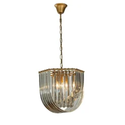 Casa Padrino Luxus Kronleuchter Gold Ø 41 x H. 40 cm - Kristall Lüster mit gebogenen Glasstäben