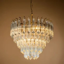 Casa Padrino Luxus Kronleuchter Gold Ø 45 x H. 40 cm - Fünfstufiger Kristall Lüster