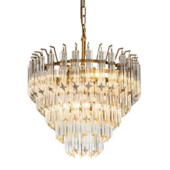 Casa Padrino Luxus Kronleuchter Gold Ø 45 x H. 40 cm - Fünfstufiger Kristall Lüster