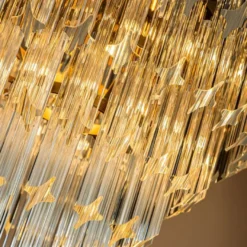 Casa Padrino Luxus Kronleuchter Gold Ø 45 x H. 40 cm - Fünfstufiger Kristall Lüster