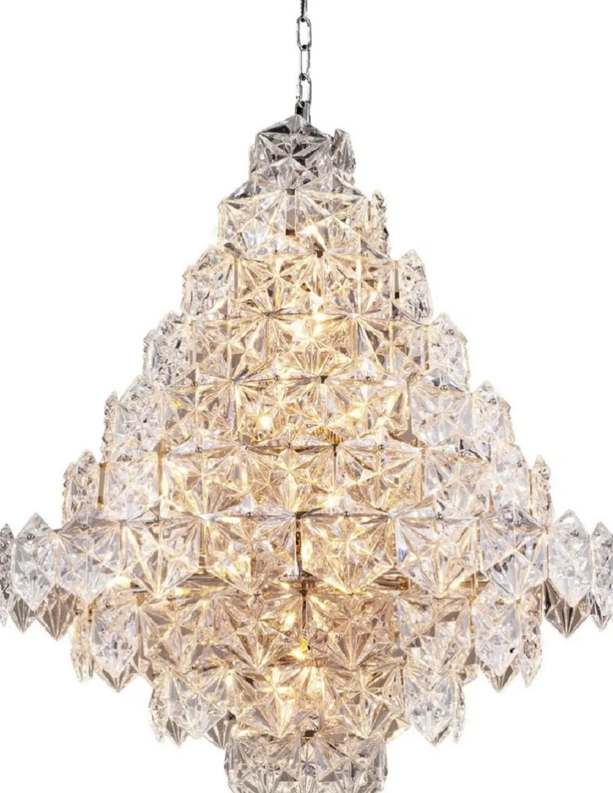 Casa Padrino Luxus Kronleuchter Silber / klares Glas Ø 80 x H. 95 cm - Hotel & Restaurant Kronleuchter - Luxus Qualität