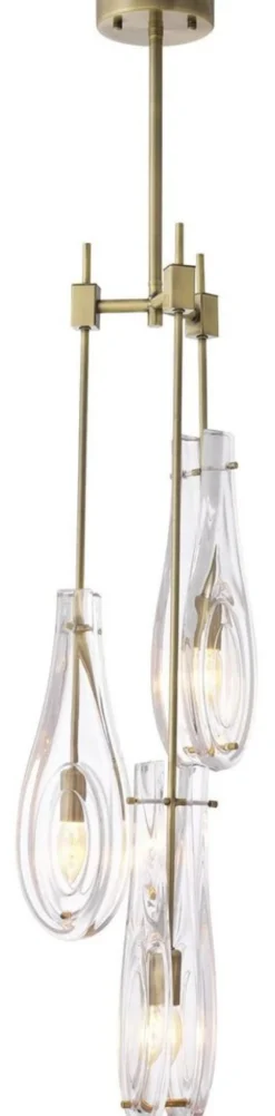 Casa Padrino Luxus Kronleuchter Messingfarben Ø 30 x H. 95,5 cm - Moderner Metall Kronleuchter mit Glas Lampenschirmen - Luxus Qualität
