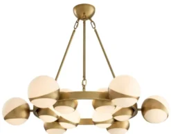 Casa Padrino Luxus Kronleuchter Antik Messingfarben / Weiß Ø 96 x H. 73 cm - Luxus Möbel