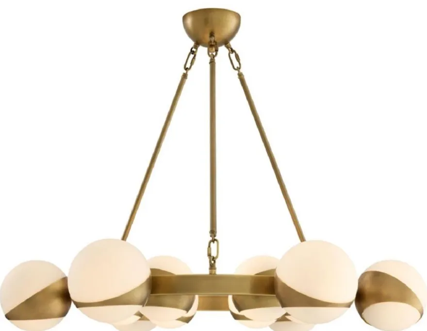 Casa Padrino Luxus Kronleuchter Antik Messingfarben / Weiß Ø 96 x H. 73 cm - Luxus Möbel