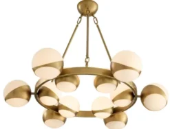 Casa Padrino Luxus Kronleuchter Antik Messingfarben / Weiß Ø 96 x H. 73 cm - Luxus Möbel