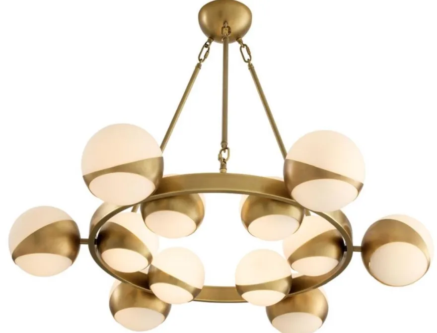 Casa Padrino Luxus Kronleuchter Antik Messingfarben / Weiß Ø 96 x H. 73 cm - Luxus Möbel