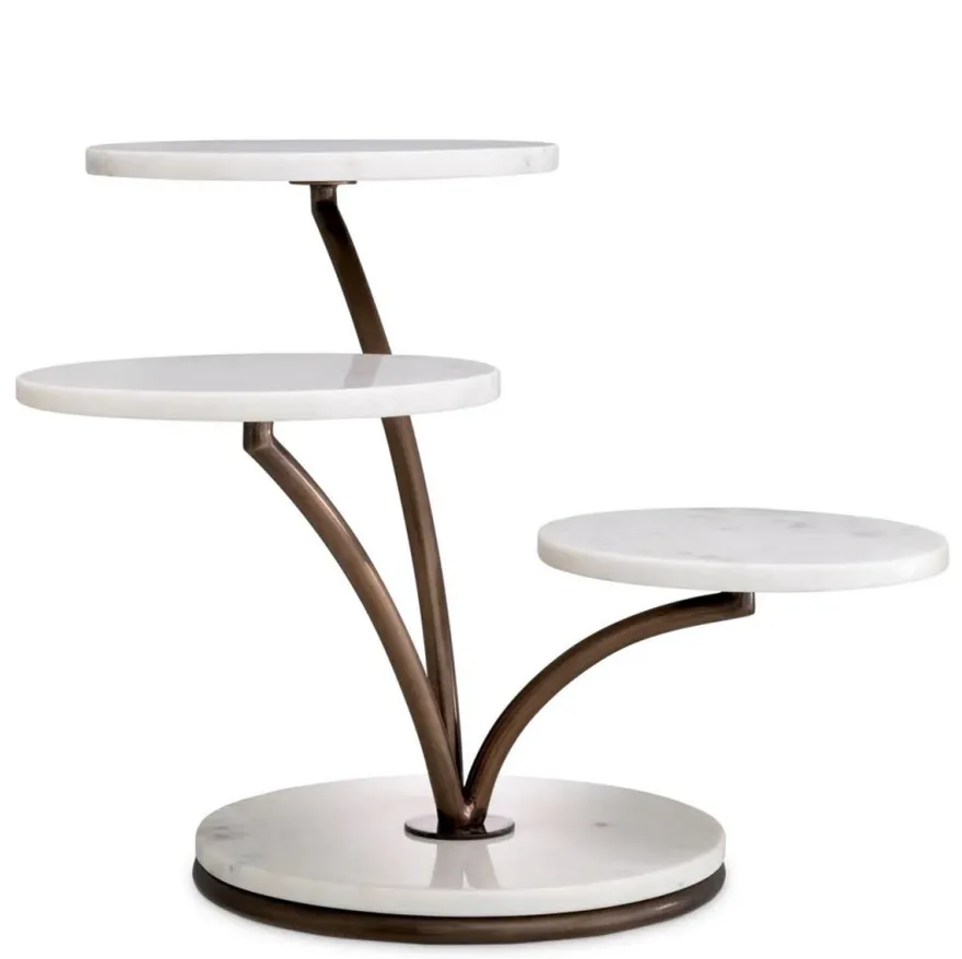 Casa Padrino Luxus Kuchen & Keks Etagere Weiß / Bronze 50 x 50 x H. 40 cm