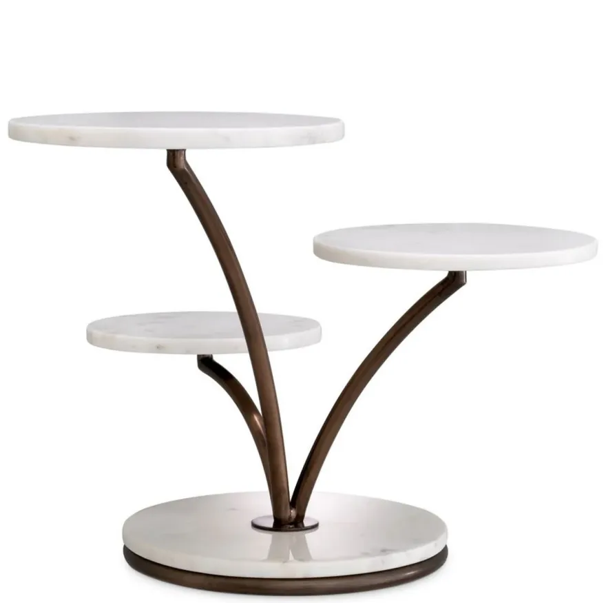 Casa Padrino Luxus Kuchen & Keks Etagere Weiß / Bronze 50 x 50 x H. 40 cm