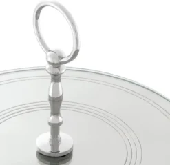 Casa Padrino Luxus Kuchen Servierplatte mit Tragegriff Silber Ø 29 x H. 18,5 cm - Luxus Etagere 1-Stufig