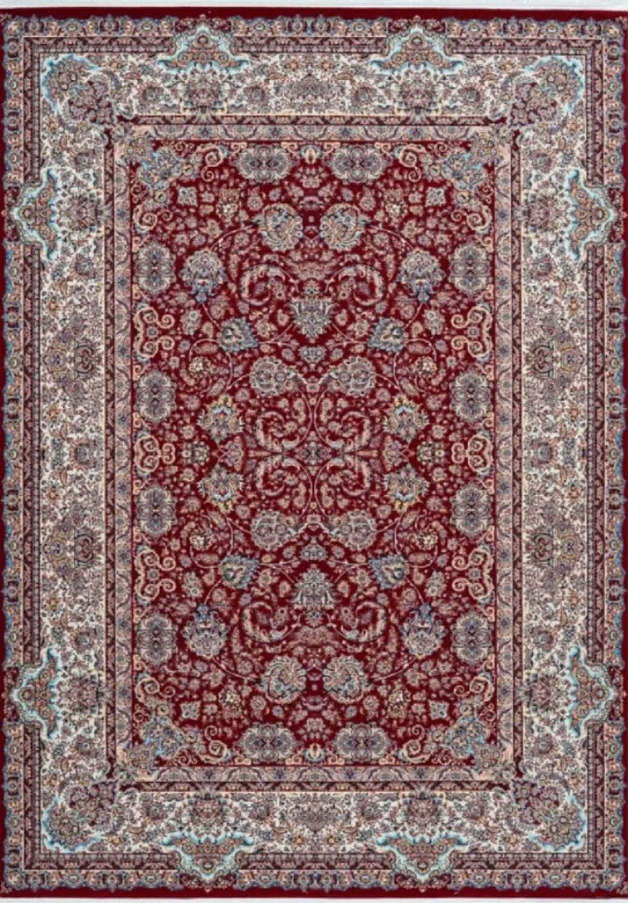 Casa Padrino Luxus Kunstfaser Teppich mit Fransen Rot - Verschiedene Größen - Rechteckiger Wohnzimmer Teppich im Orientalischen Stil
