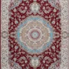 Casa Padrino Luxus Kunstfaser Teppich mit Fransen Rot / Creme / Türkis - Verschiedene Größen - Rechteckiger Wohnzimmer Teppich im Orientalischen Stil