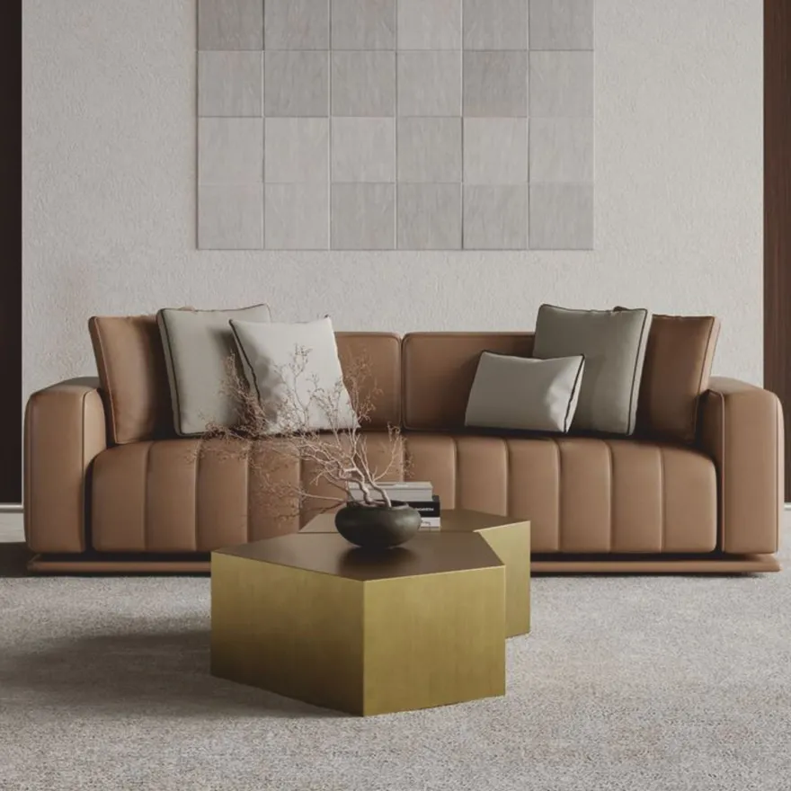 Casa Padrino Luxus Kunstleder Sofa Braun 265 cm - Hotel & Wohnzimmer Möbel