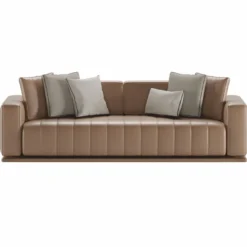 Casa Padrino Luxus Kunstleder Sofa Braun 265 cm - Hotel & Wohnzimmer Möbel