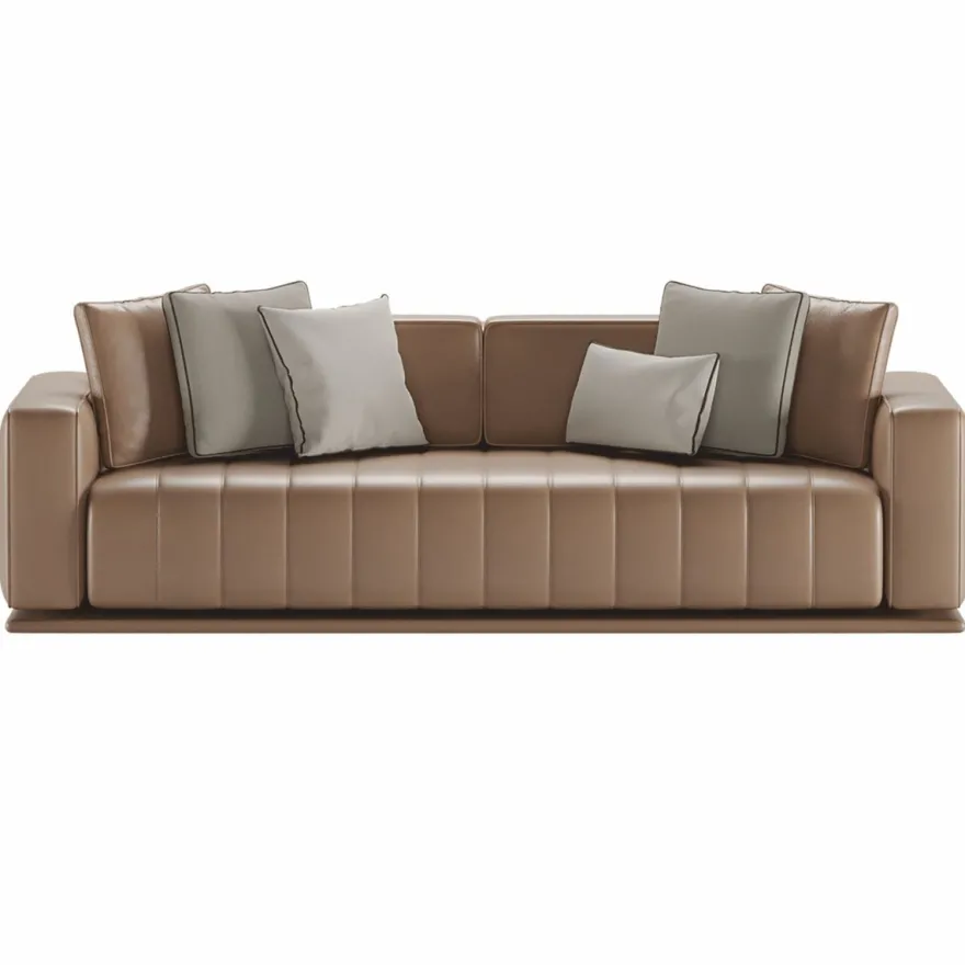 Casa Padrino Luxus Kunstleder Sofa Braun 265 cm - Hotel & Wohnzimmer Möbel