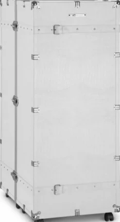 Casa Padrino Luxus Kunstleder Kofferschrank mit Rollen Weiß / Silber 60 x 86 x H. 143 cm - Schrankkoffer im Vintage Stil - Luxus Accessoires