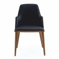 Casa Padrino Luxus Kunstleder Esszimmer Stuhl mit Armlehnen Blau / Braun - Esszimmer Möbel