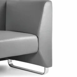 Casa Padrino Luxus Kunstleder Sessel Grau / Silber 91,5 cm - Luxus Interior