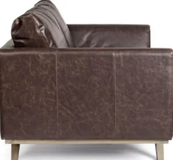 Casa Padrino Luxus Kunstleder 2er Sofa Dunkelbraun / Naturfarben 155 x 90 x H. 82 cm - Wohnzimmer Sofa - Wohnzimmer Möbel - Kunstleder Möbel - Luxus Möbel - Luxus Einrichtung