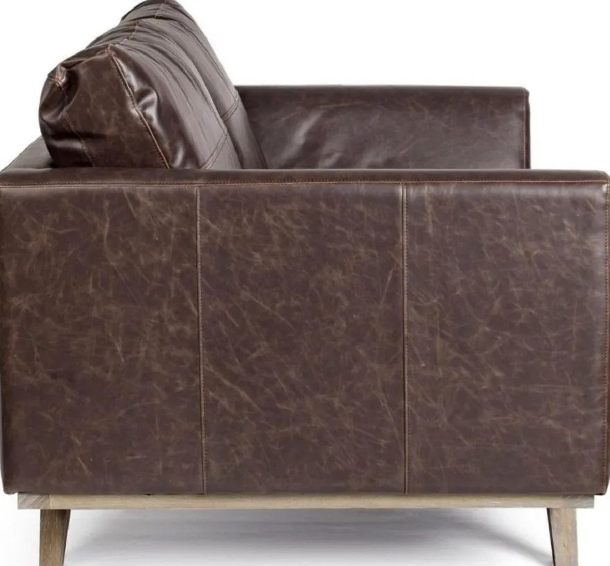 Casa Padrino Luxus Kunstleder 2er Sofa Dunkelbraun / Naturfarben 155 x 90 x H. 82 cm - Wohnzimmer Sofa - Wohnzimmer Möbel - Kunstleder Möbel - Luxus Möbel - Luxus Einrichtung