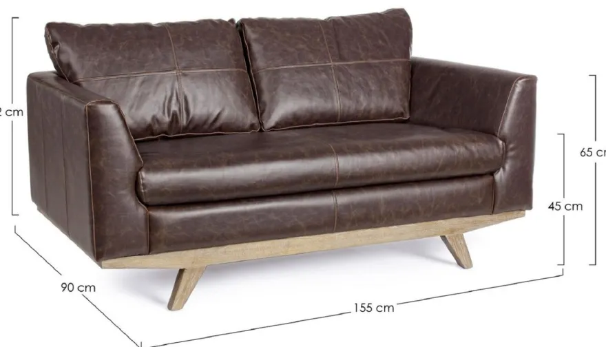 Casa Padrino Luxus Kunstleder 2er Sofa Dunkelbraun / Naturfarben 155 x 90 x H. 82 cm - Wohnzimmer Sofa - Wohnzimmer Möbel - Kunstleder Möbel - Luxus Möbel - Luxus Einrichtung