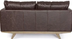 Casa Padrino Luxus Kunstleder 2er Sofa Dunkelbraun / Naturfarben 155 x 90 x H. 82 cm - Wohnzimmer Sofa - Wohnzimmer Möbel - Kunstleder Möbel - Luxus Möbel - Luxus Einrichtung