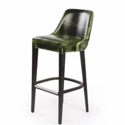 Casa Padrino Luxus Kunstleder Barstuhl Vintage Grün / Schwarz / Silber H. 106 cm - Hotel & Bar Möbel