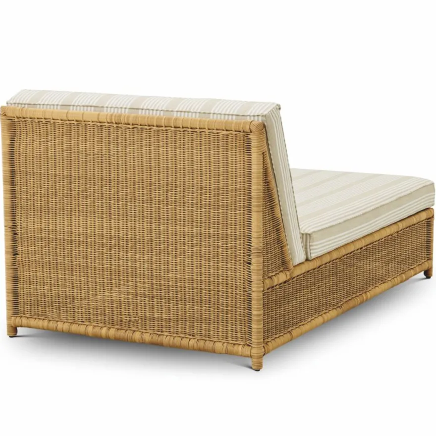 Casa Padrino Luxus Kunstrattan Gartenliege Beige / Weiß / Naturfarben 168 cm - Luxus Hotel & Garten Möbel - Luxus Qualität