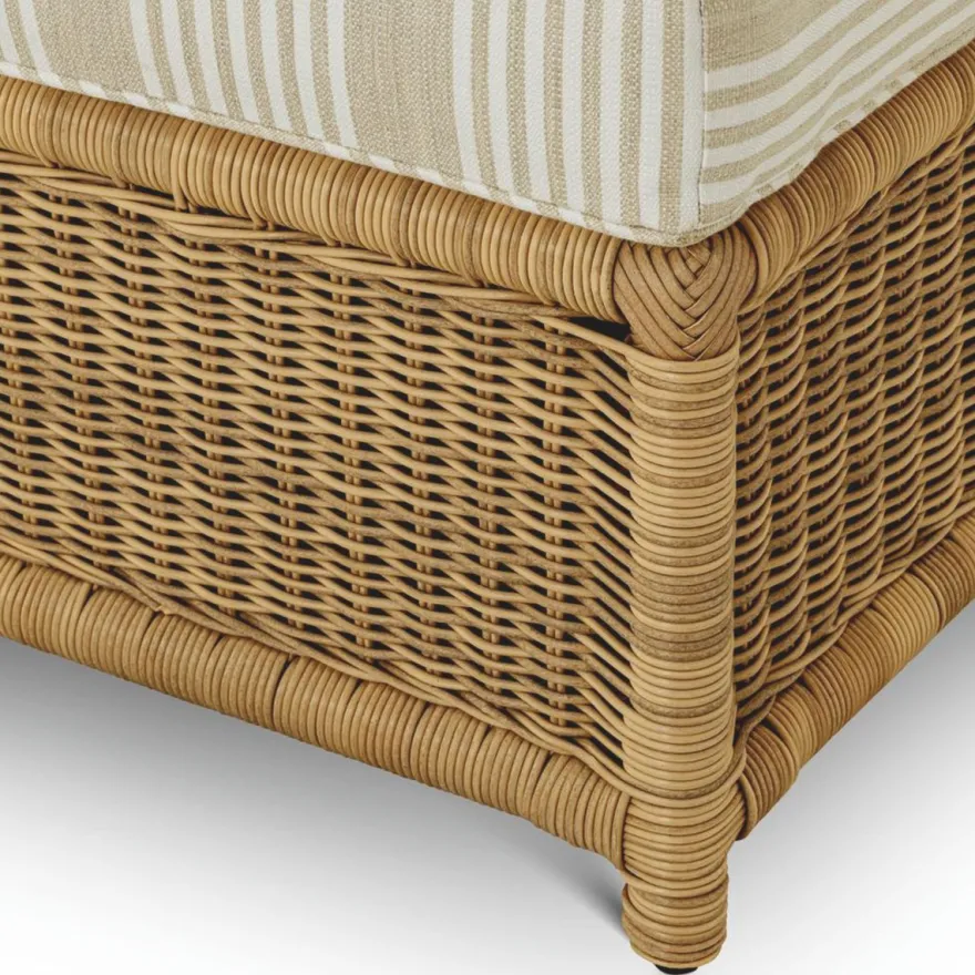 Casa Padrino Luxus Kunstrattan Gartenliege Beige / Weiß / Naturfarben 168 cm - Luxus Hotel & Garten Möbel - Luxus Qualität
