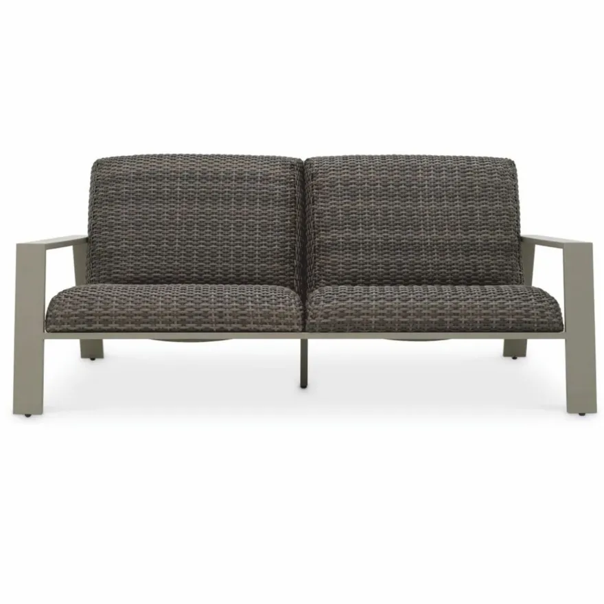 Casa Padrino Luxus Kunstrattan Garten Sofa Grau 180 cm - Garten Möbel