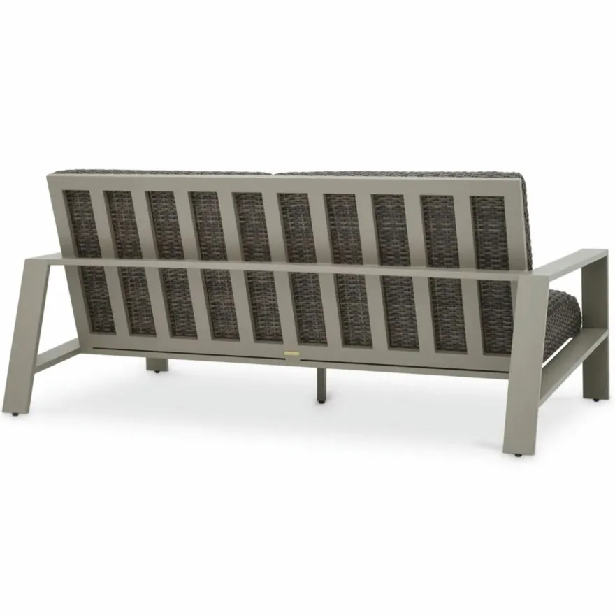 Casa Padrino Luxus Kunstrattan Garten Sofa Grau 180 cm - Garten Möbel