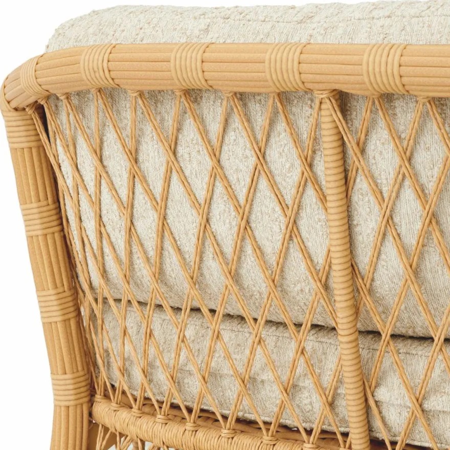 Casa Padrino Luxus Kunstrattan Garten Sofa Naturfarben 180 cm - Garten Möbel