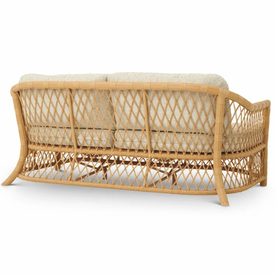 Casa Padrino Luxus Kunstrattan Garten Sofa Naturfarben 180 cm - Garten Möbel
