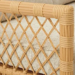 Casa Padrino Luxus Kunstrattan Garten Sofa Naturfarben 180 cm - Garten Möbel