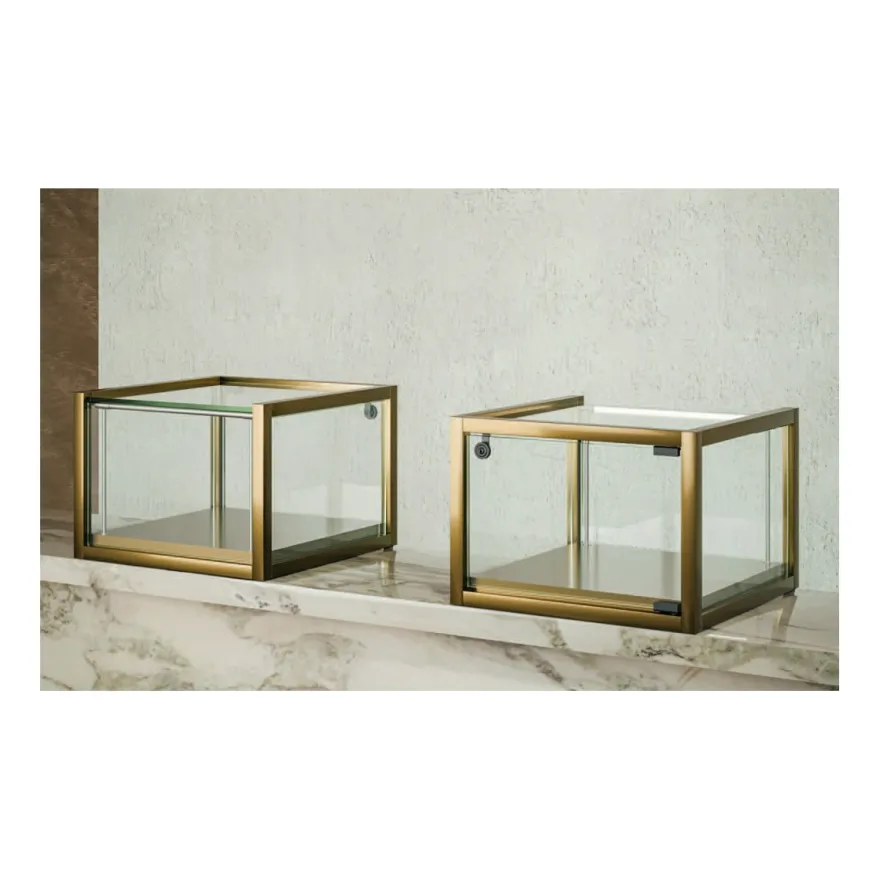 Casa Padrino Luxus Ladentheke 45 x 45 cm H. 32,5 cm mit 1 LED-Spots - Ladeneinrichtung - Boutique Möbel - Made in Italy