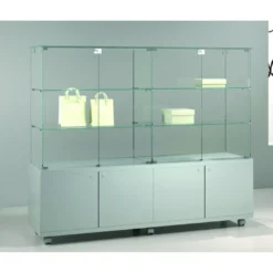 Casa Padrino Luxus Ladenvitrine 157 x 40 cm H. 130 cm mit Glasplatte - Ladeneinrichtung - Boutique Möbel - Made in Italy