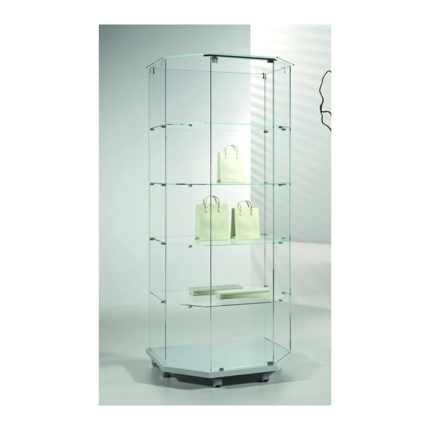 Casa Padrino Luxus Ladenvitrine 80 x 60 cm H. 180 cm mit Glasplatte in Trapezform - Ladeneinrichtung - Boutique Möbel - Made in Italy