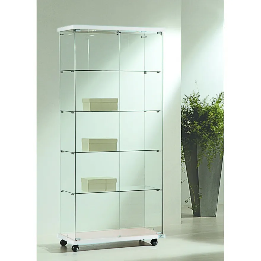 Casa Padrino Luxus Ladenvitrine 80 x 40 cm H. 181 cm mit 2 LED-Spots - Ladeneinrichtung - Boutique Möbel - Made in Italy