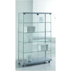 Casa Padrino Luxus Ladenvitrine 93 x 39 cm H. 141 cm mit 4 Glasböden - Ladeneinrichtung - Boutique Möbel - Made in Italy