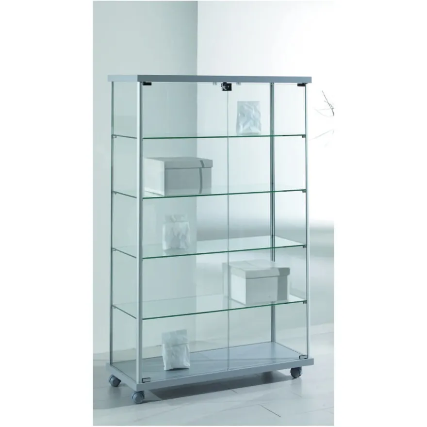 Casa Padrino Luxus Ladenvitrine 93 x 39 cm H. 141 cm mit 4 Glasböden - Ladeneinrichtung - Boutique Möbel - Made in Italy