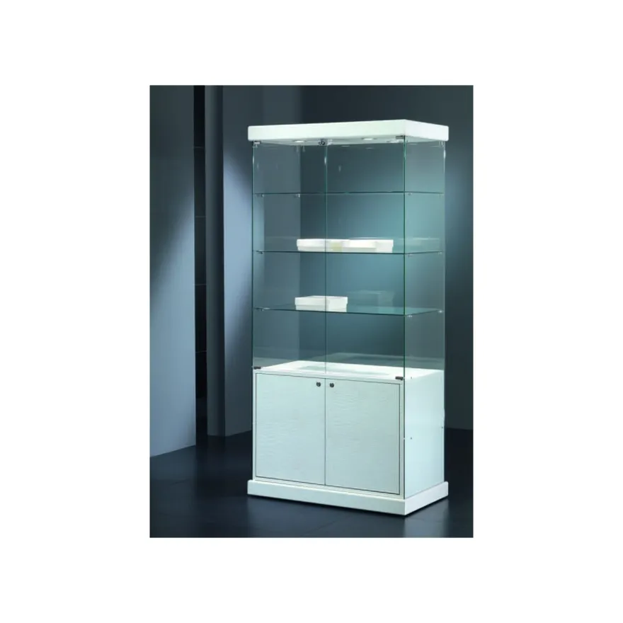 Casa Padrino Luxus Ladenvitrine 93 x 53 cm H. 200 cm mit 4 LED-Spots mit Unterschrank H. 60 cm - Ladeneinrichtung - Boutique Möbel - Made in Italy