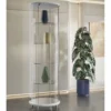Casa Padrino Luxus Ladenvitrine Hellgrau / Hochglanz Weiß / Silber H. 190 cm - Ladeneinrichtung - Boutique Möbel - Made in Italy