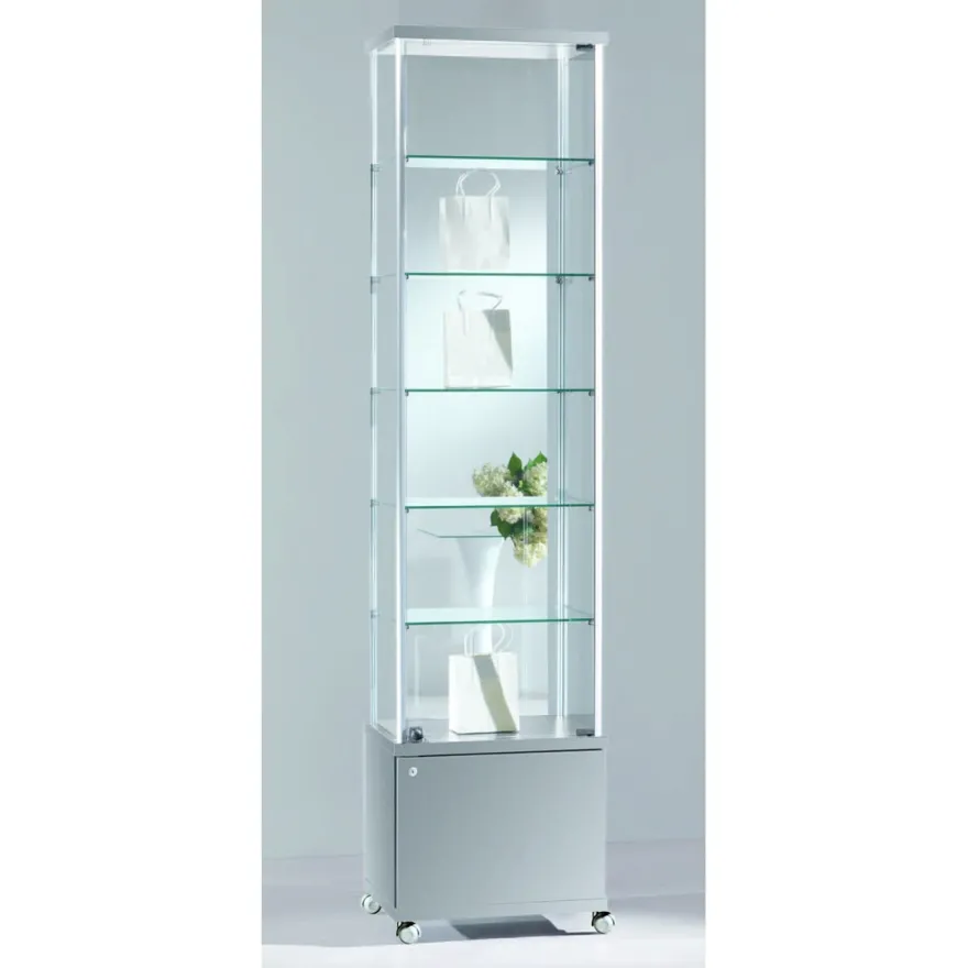 Casa Padrino Luxus Ladenvitrine 53 x 39 cm H. 220 cm mit Unterschrank - Ladeneinrichtung - Boutique Möbel - Made in Italy