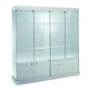 Casa Padrino Luxus Ladenvitrine 182 x 46 cm H. 188 cm mit 4 LED-Spots mit Unterschränken und Schubladen mit Schubladen - Ladeneinrichtung - Boutique Möbel - Made in Italy