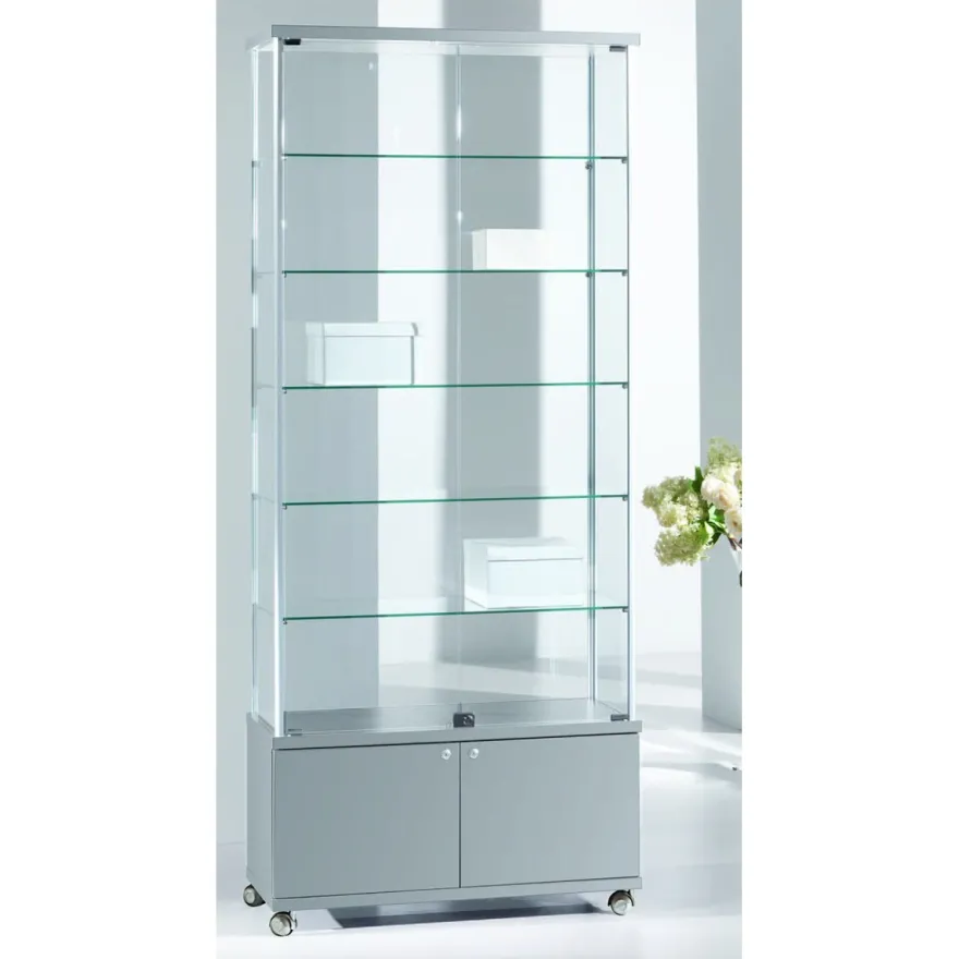 Casa Padrino Luxus Ladenvitrine 93 x 39 cm H. 220 cm mit Unterschrank - Ladeneinrichtung - Boutique Möbel - Made in Italy