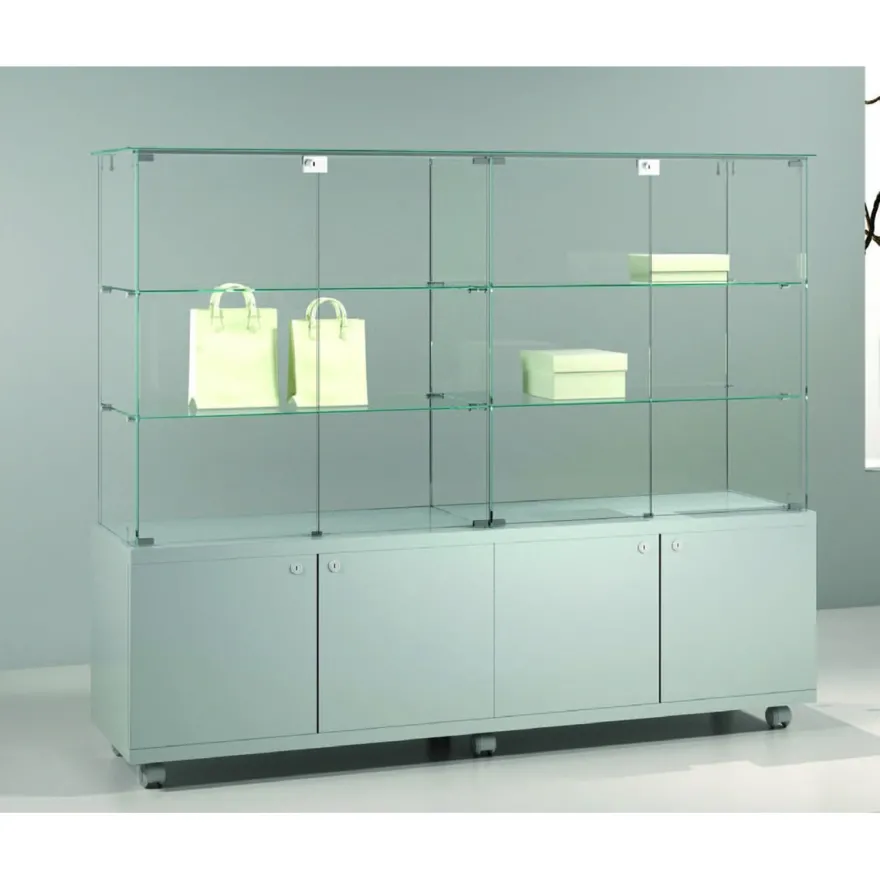 Casa Padrino Luxus Ladenvitrine 117 x 40 cm H. 130 cm mit Glasplatte - Ladeneinrichtung - Boutique Möbel - Made in Italy