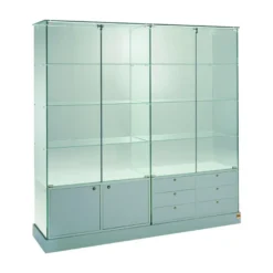 Casa Padrino Luxus Ladenvitrine 182 x 46 cm H. 180 cm mit Unterschränken und Schubladen mit Schubladen - Ladeneinrichtung - Boutique Möbel - Made in Italy